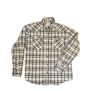 Wrangler Button Up Shirt Mens Large Black Plaid Long Sleeve Western Cowboy Ranch